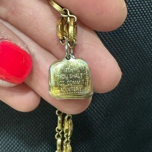 Gold Vintage Ten Commandments Pendant Necklace